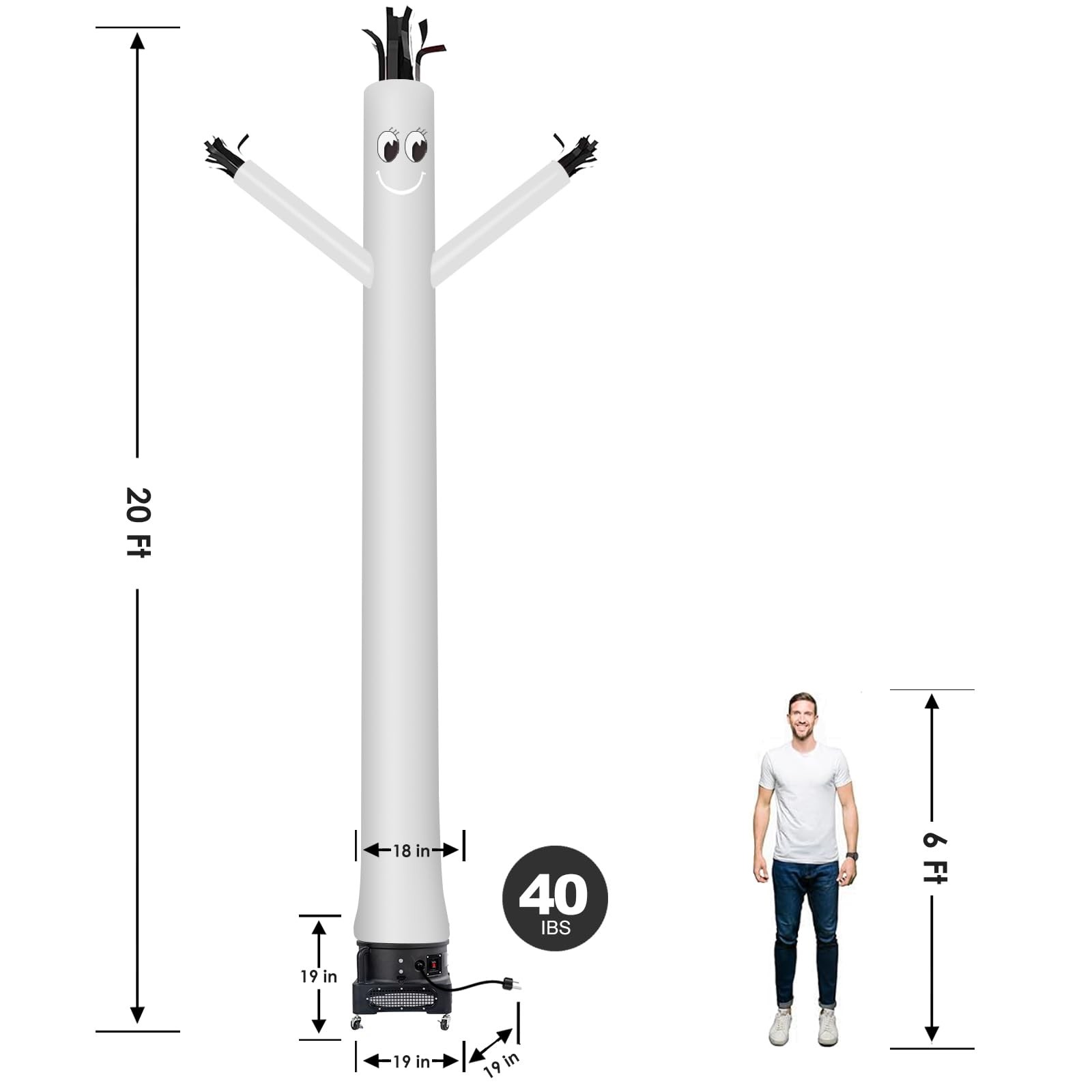 MOUNTO 20ft Air Inflatable Tube Guy Puppet Dancing Man with 1HP Blower Compl…