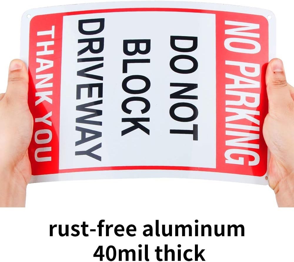 Weatherproof 3 Pack No Parking Do Not Block Driveway Signs – 10&Prime; x 7&Prime; Aluminum