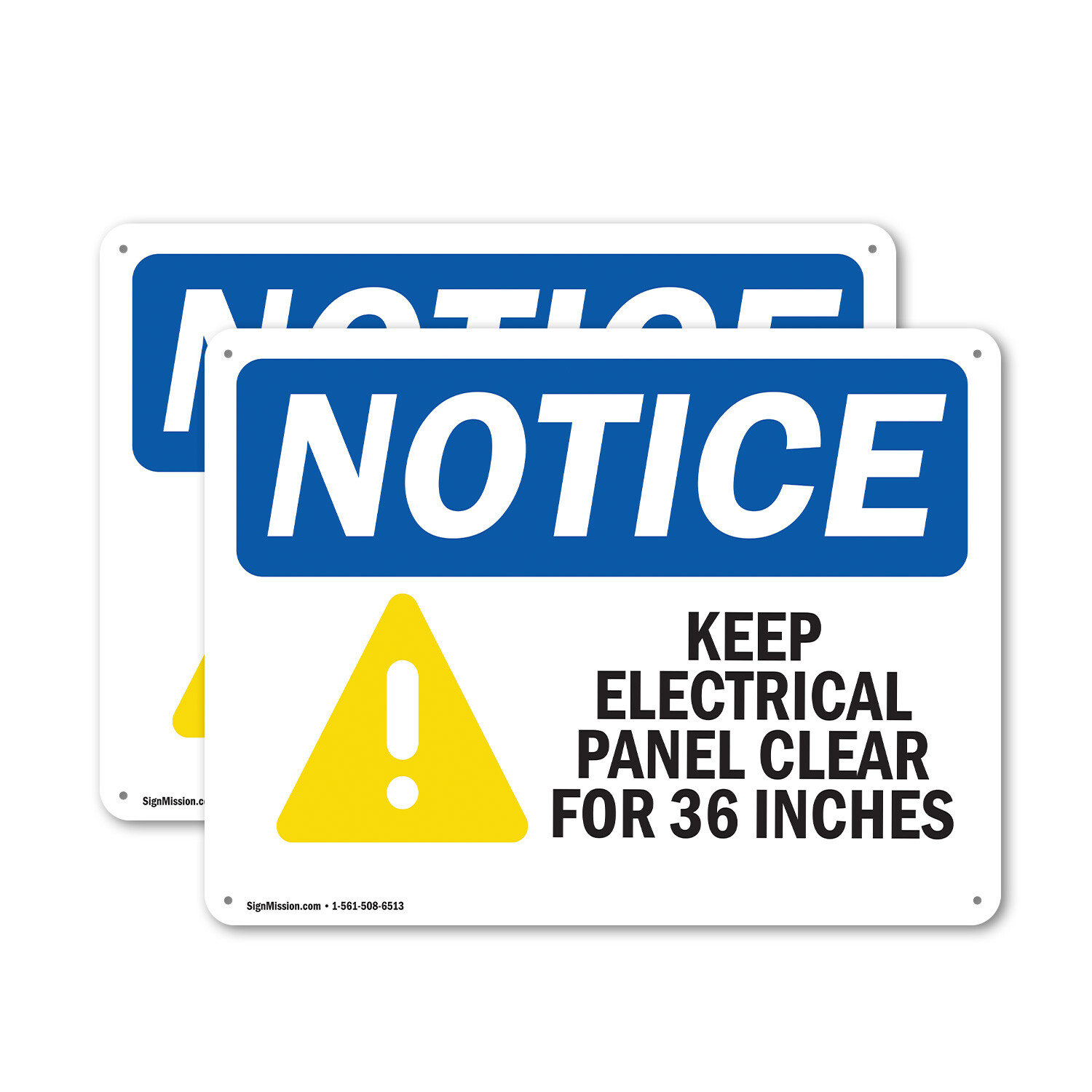 (2 Pack) Keep Electrical Panel Clear OSHA Notice Sign Decal Metal Plastic