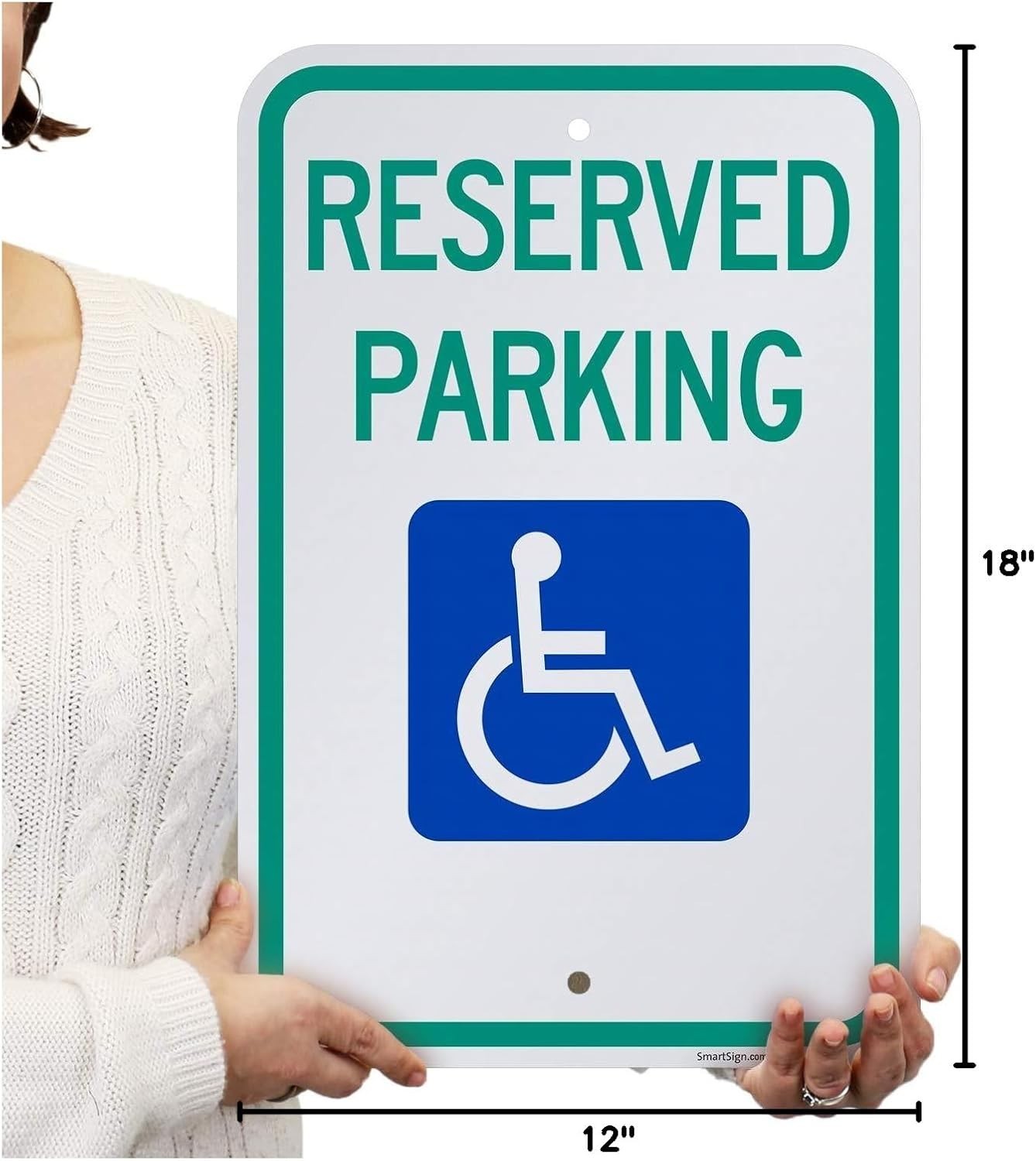 Reserved Handicap Parking Sign Aluminum Reflective 12×18 Outdoor Safety