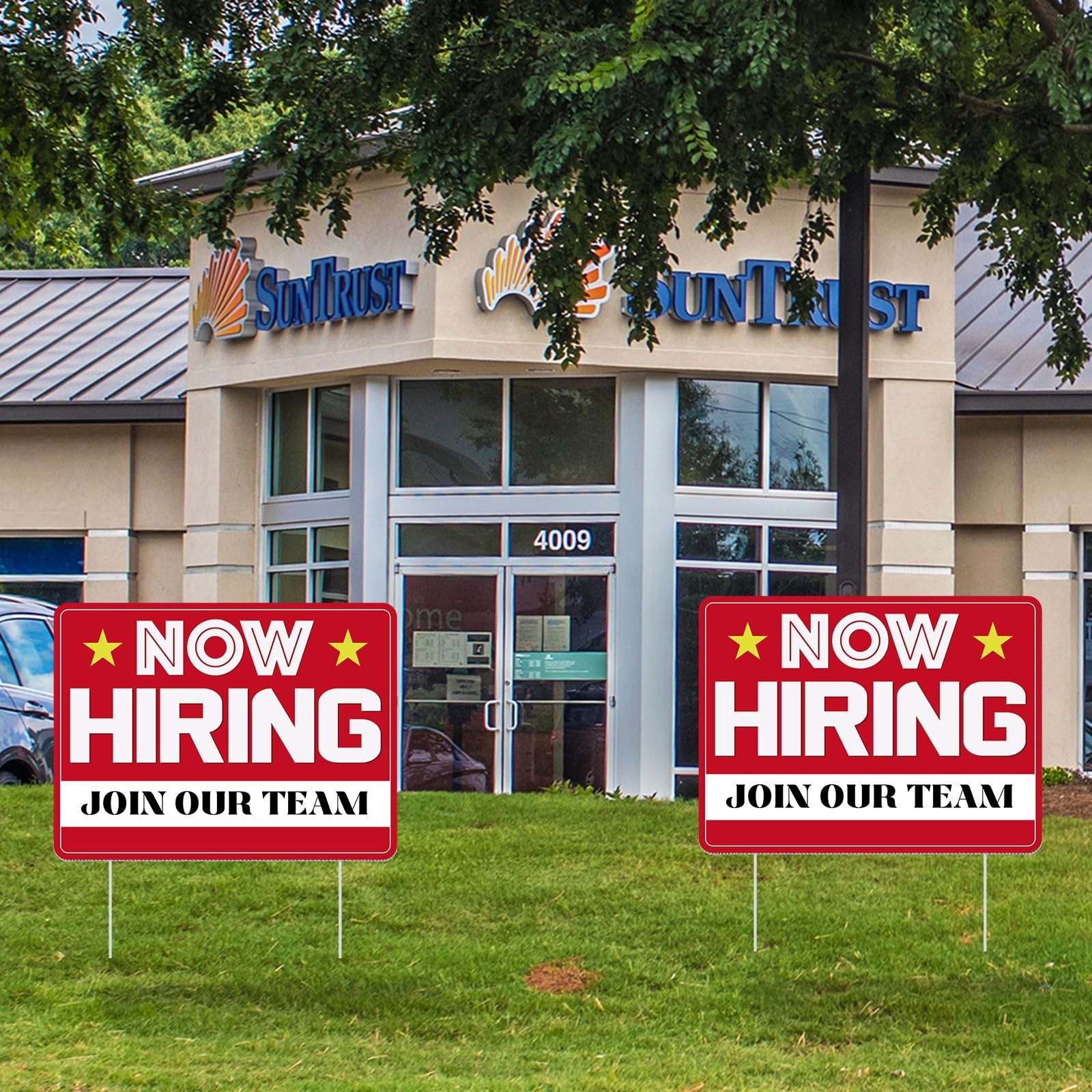 3 Pcs Now Hiring Sign with Stake – 12×16&Prime; Double-Sided Help Wanted Signs for Bus