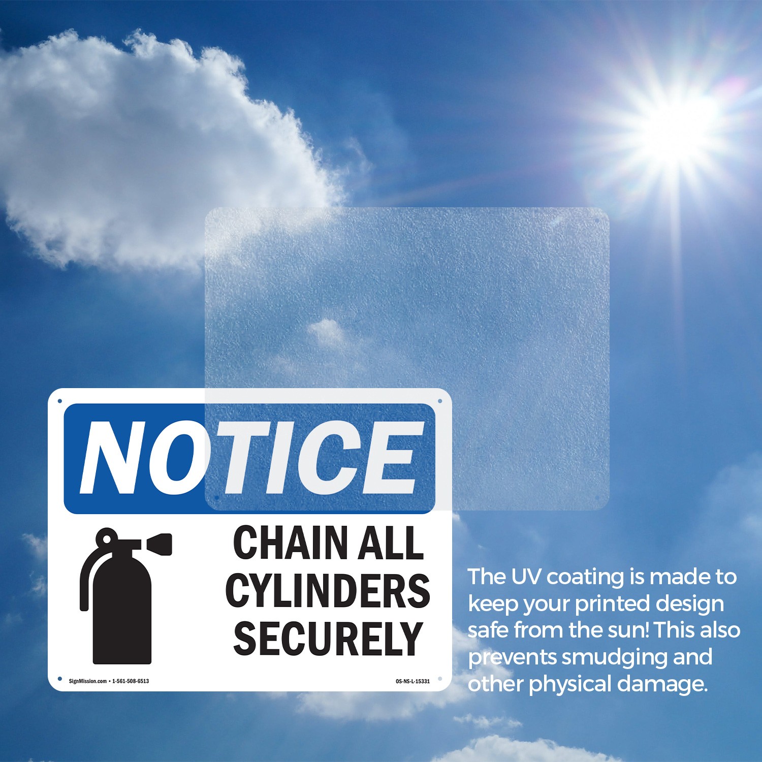 Chain All Cylinders Securely OSHA Notice Sign Metal, Plastic, Decal 5 or 10 Pack