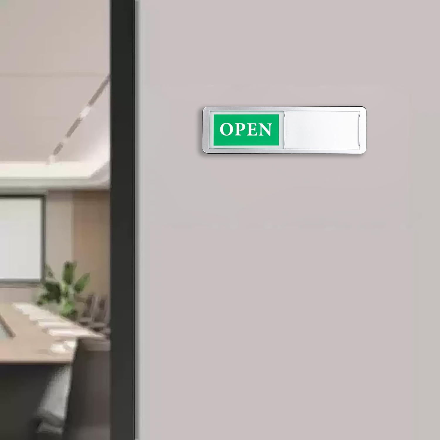 Open Closed Sliding Door Sign for Business, Open Closed Privacy Slider Sign for
