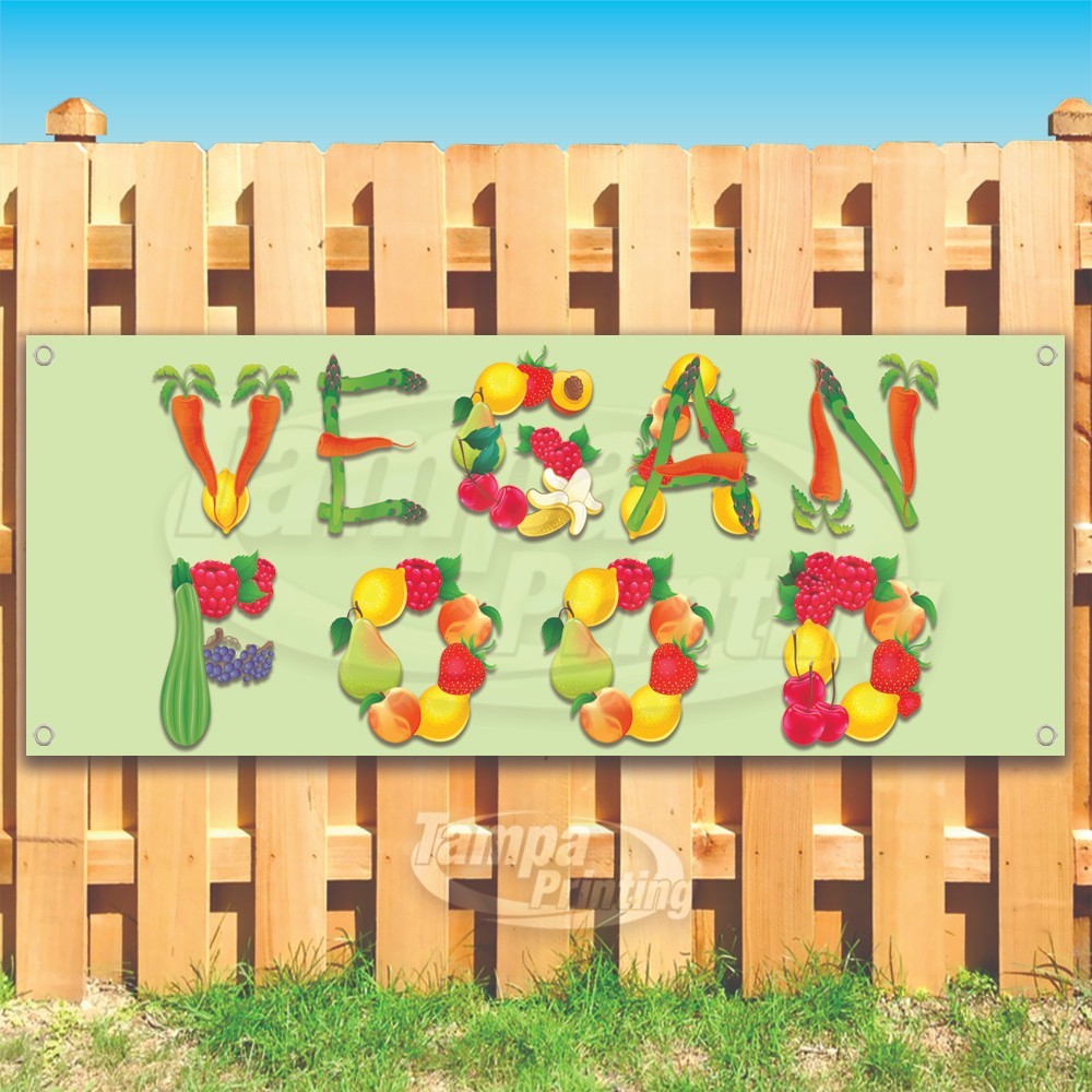 VEGAN FOOD Advertising Fresh Organic Snack Vinyl Banner Flag Sign USA SB10613