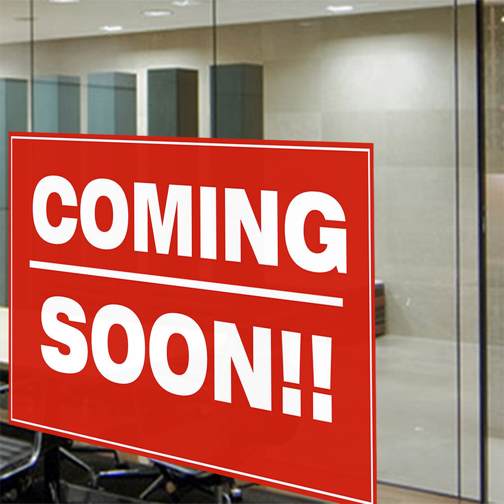 Decal Stickers Coming Soon Red Business D Vinyl Store Sign Label Business