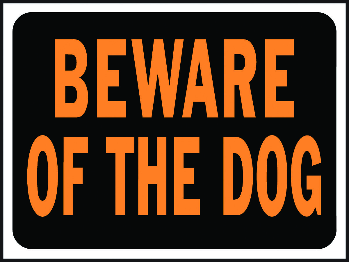 Hy-Ko Products 3002 Beware of Dog Plastic Sign 8.5&Prime; x 12&Prime; Orange/Black, 1 Piece