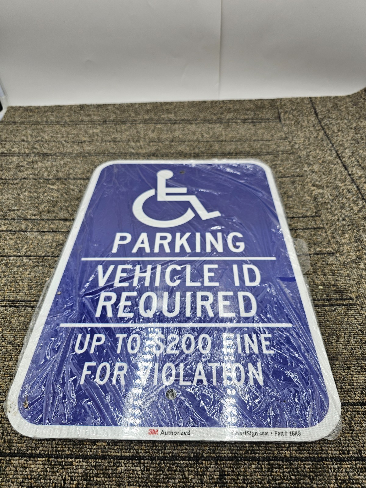 SmartSign 16KG Handicapped Parking Vehicle ID Required Up to $200 Fine