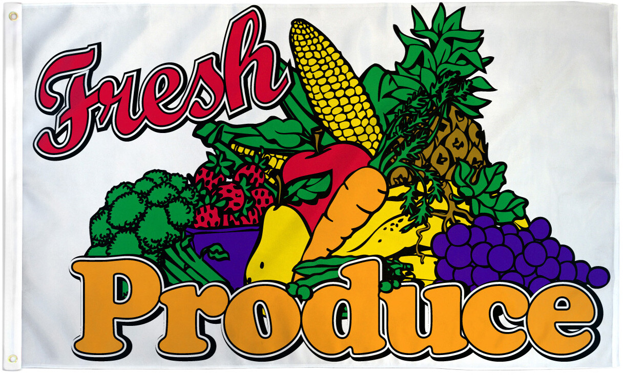 Fresh Produce Flag 3x5ft Fresh Produce Banner Sign Farmer&rsquo;s Market Here