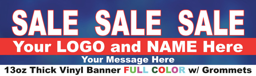 CUSTOM Personalized SALE Banner 3&rsquo;x10&prime; Feet Thick Vinyl w/ Grommets & Hem 3×10