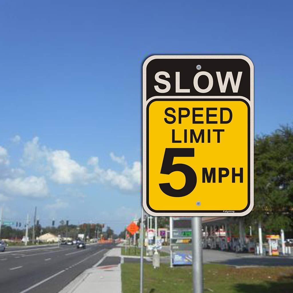 2-Pack 5 MPH Slow Speed Limit Reflective Signs 18×12” Rustproof Aluminum