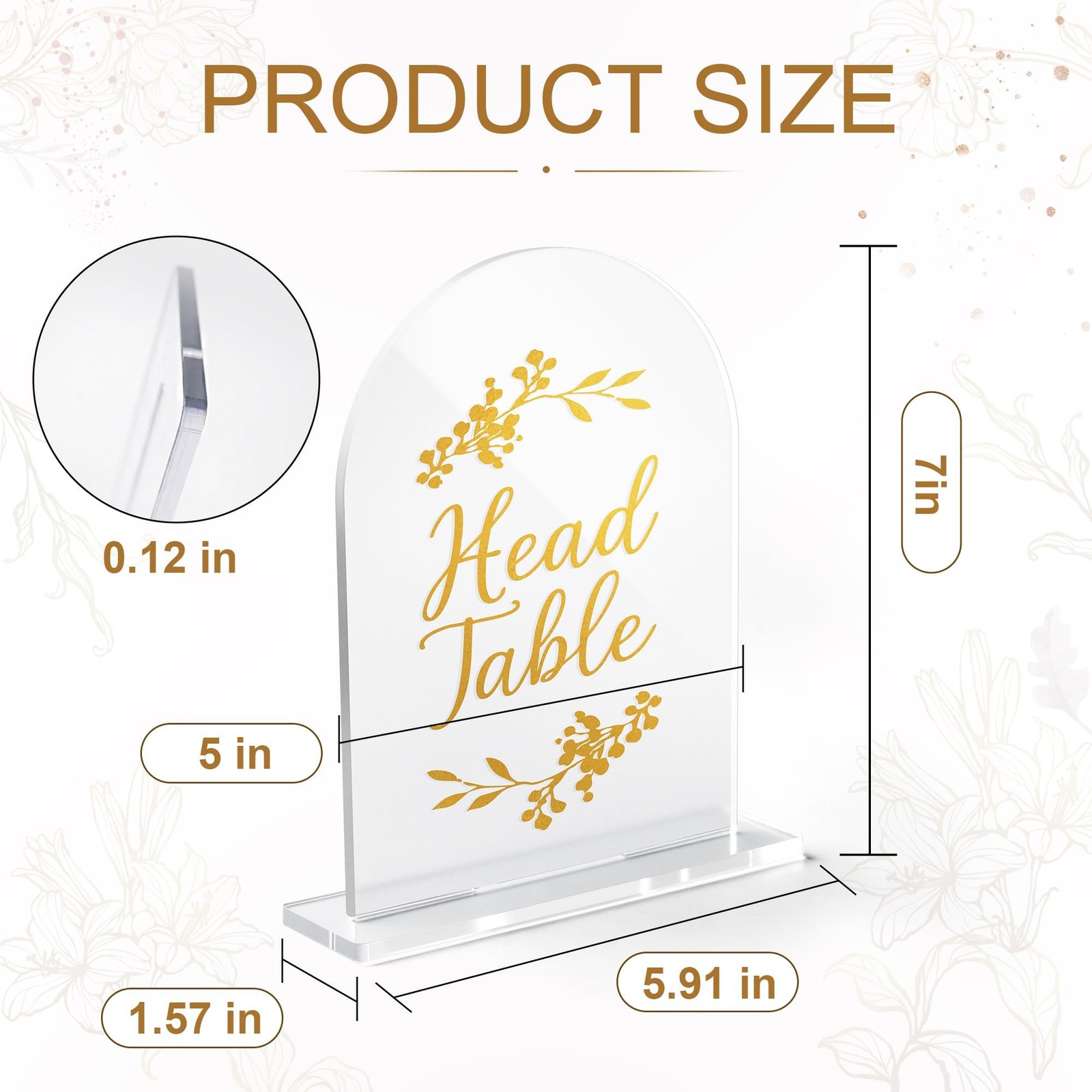 Wedding Table Numbers 1-10 Clear Acrylic Seating Signs Gold Lettering Decor