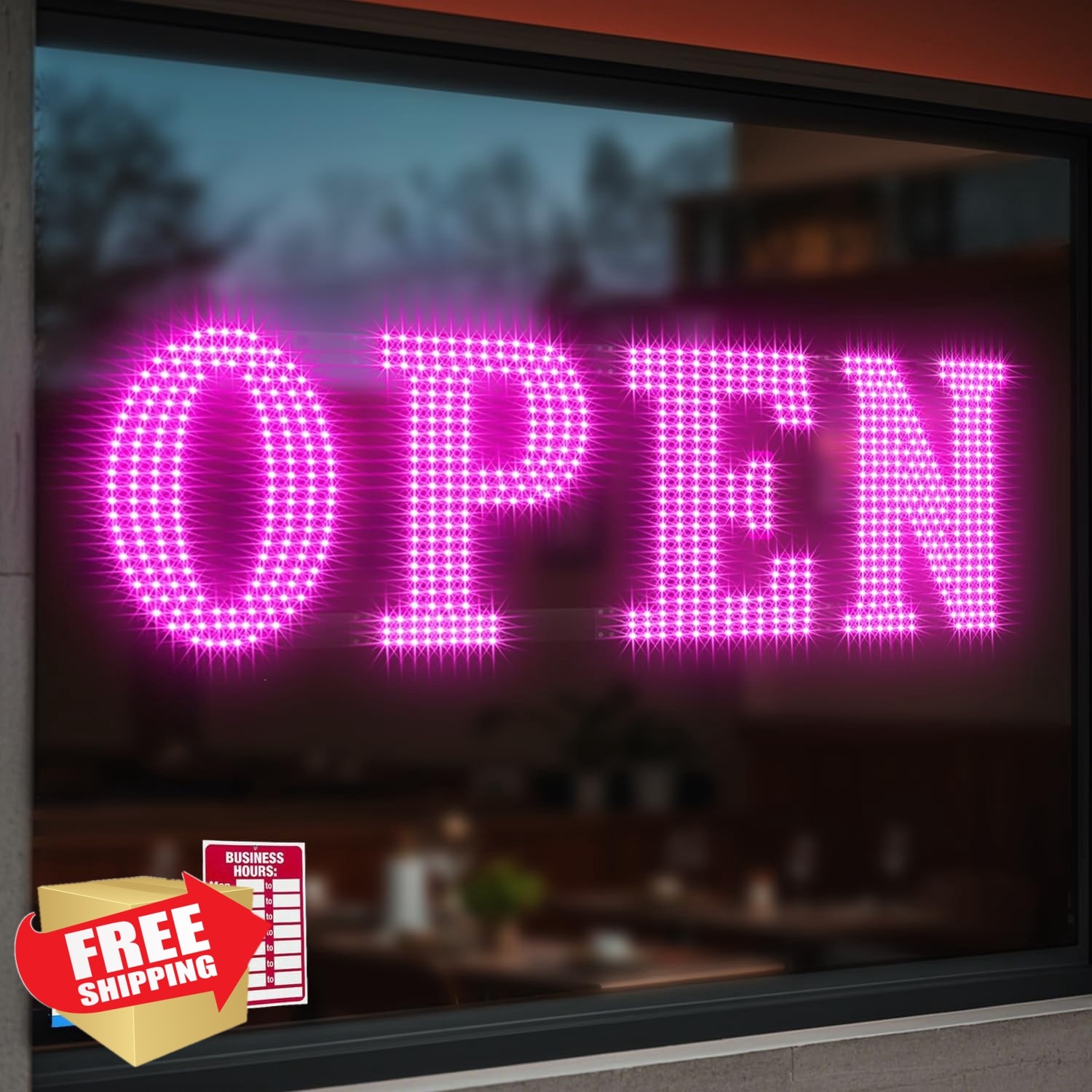 LemonNova LED Open Sign Pink 30&Prime;x10&Prime;