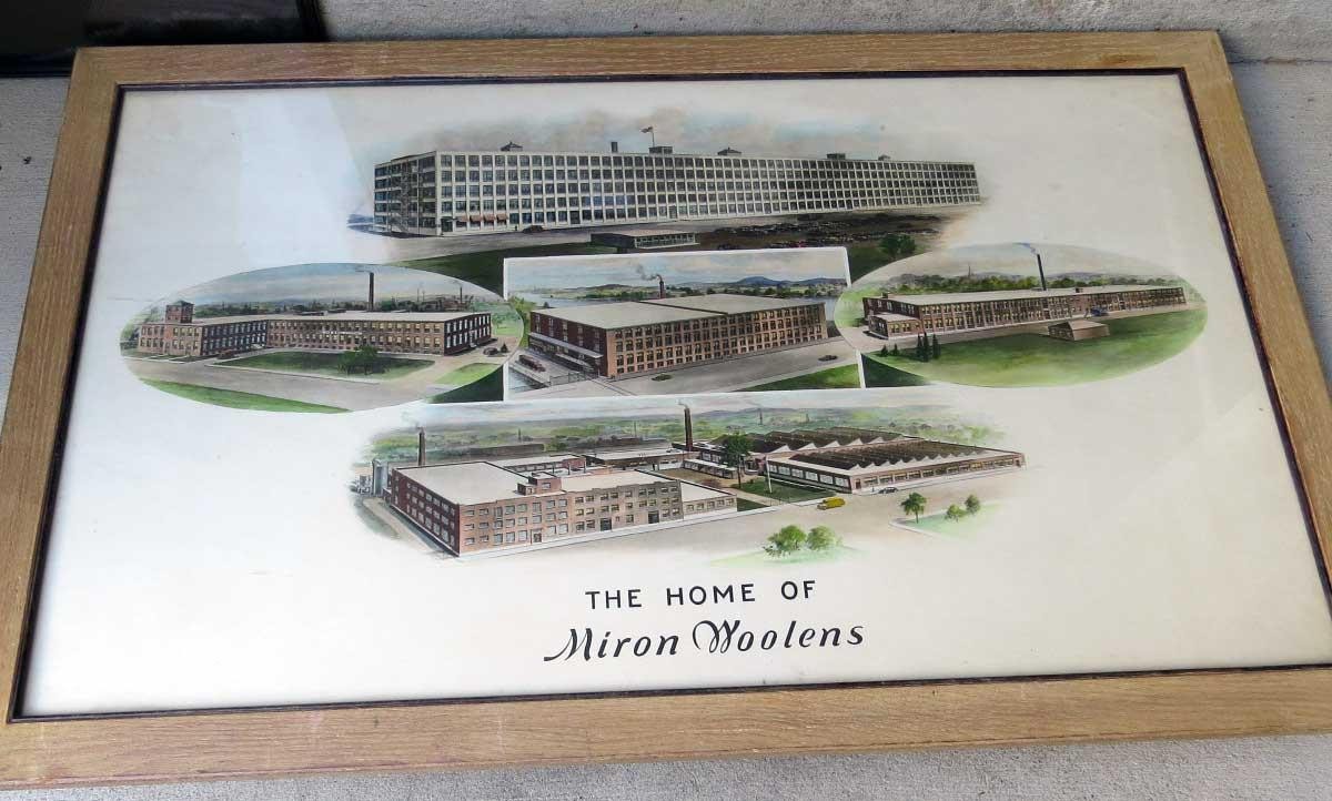 Miron Woolens Lithographed Plant Montage Clinton, MA Point-of-Purchase Display