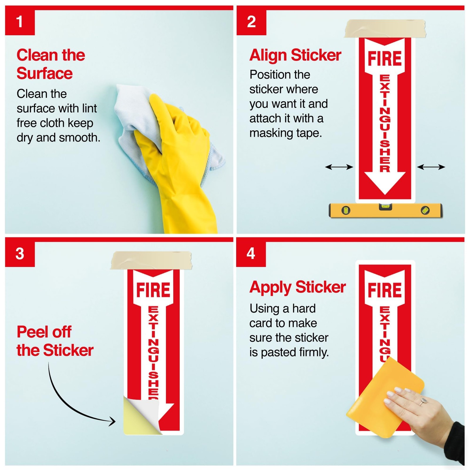 Pack of 12 Fire Extinguisher Stickers 4&Prime;x 12&Prime;- 5 Mil Vinyl – Fire Extinguishe…