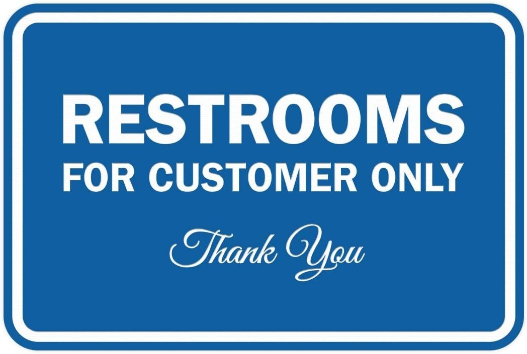 Signs ByLITA Classic Framed Restrooms for Customers Sign Blue 4&Prime; x 6&Prime; Small