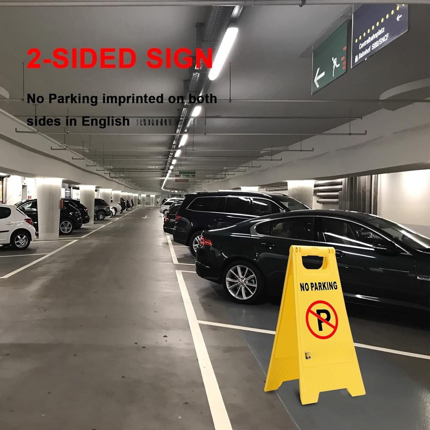 Outdoor No Parking Signs 2/4 Pack, Two-Sided Folding Floor Sign with Symbol, Inc