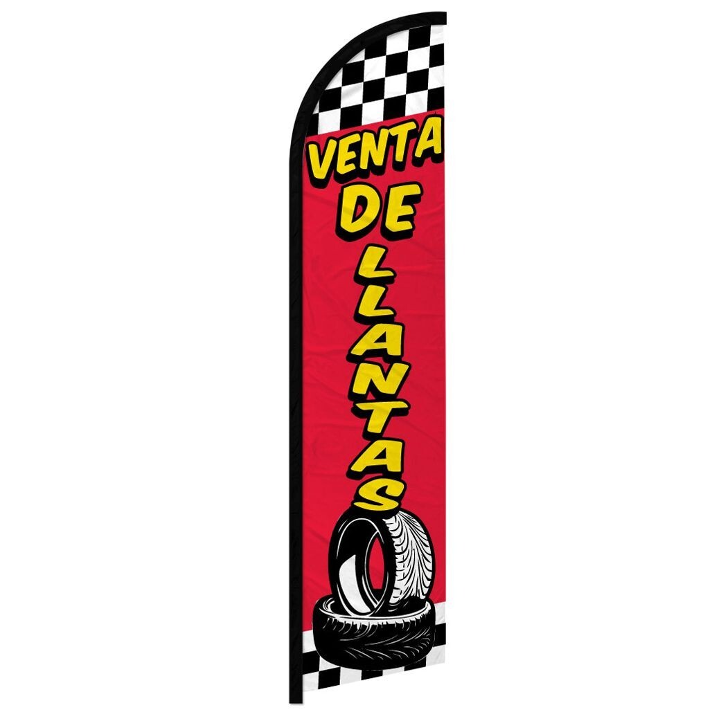 Venta De Llantas Windless Advertising Banner Flag for Tires Sale in Spanish