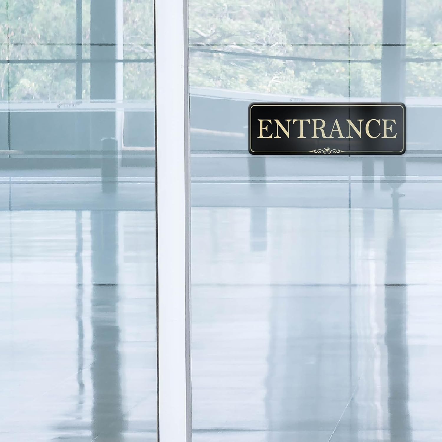9X3 Inch Entrance Sign Acrylic Self-Stick Door Wall Signage for Business Office