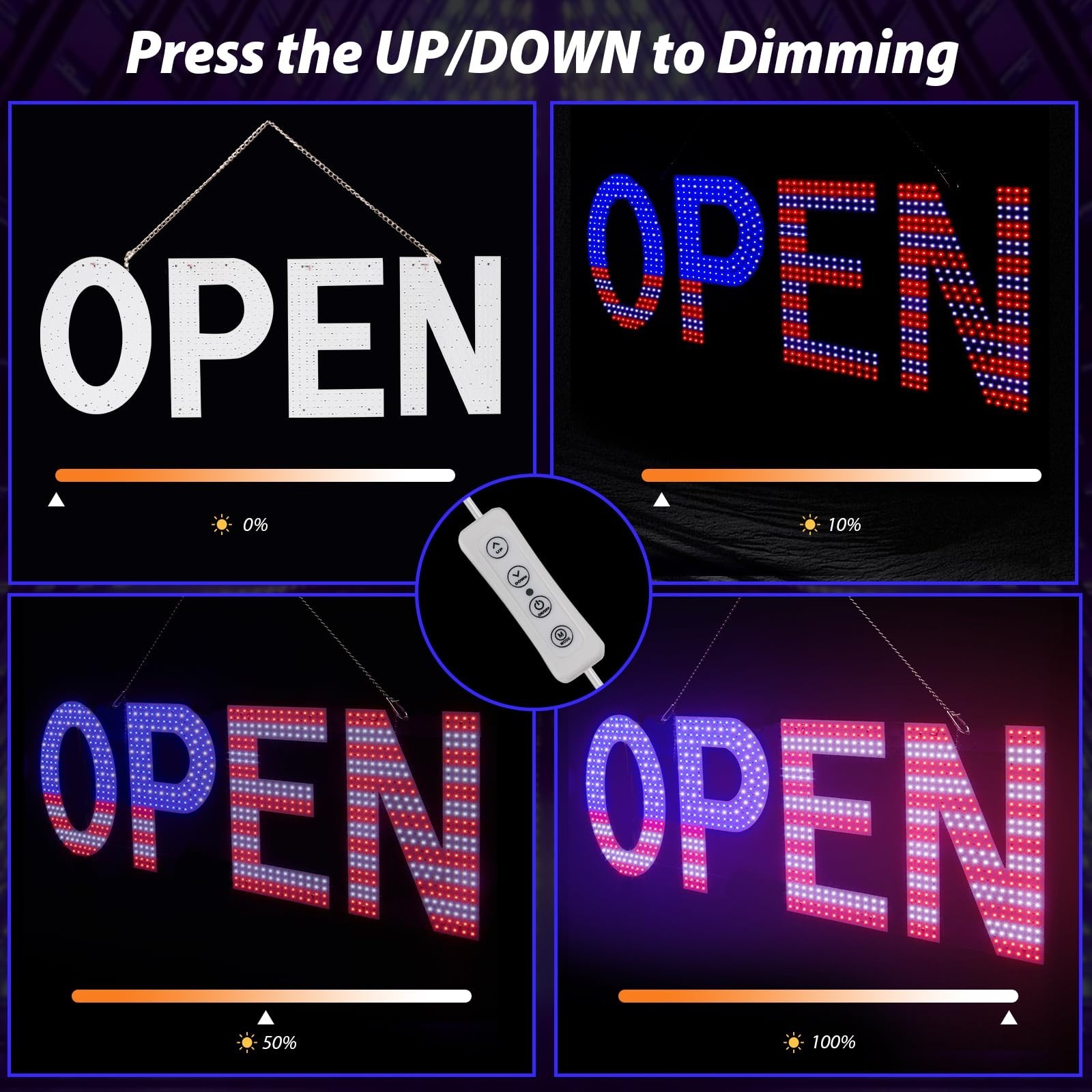 Large LED Open Sign for Business – 40&Prime;x14&Prime; Ultra Bright Light Up Display, 3 Mode