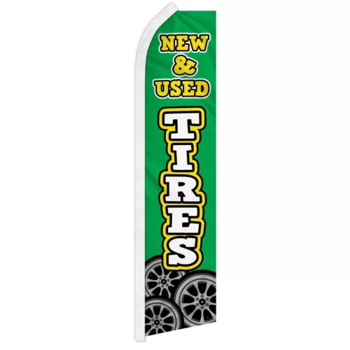 Pack of 2 New & Used Tires Swooper Banner Flag for Auto Tires Shops 100D