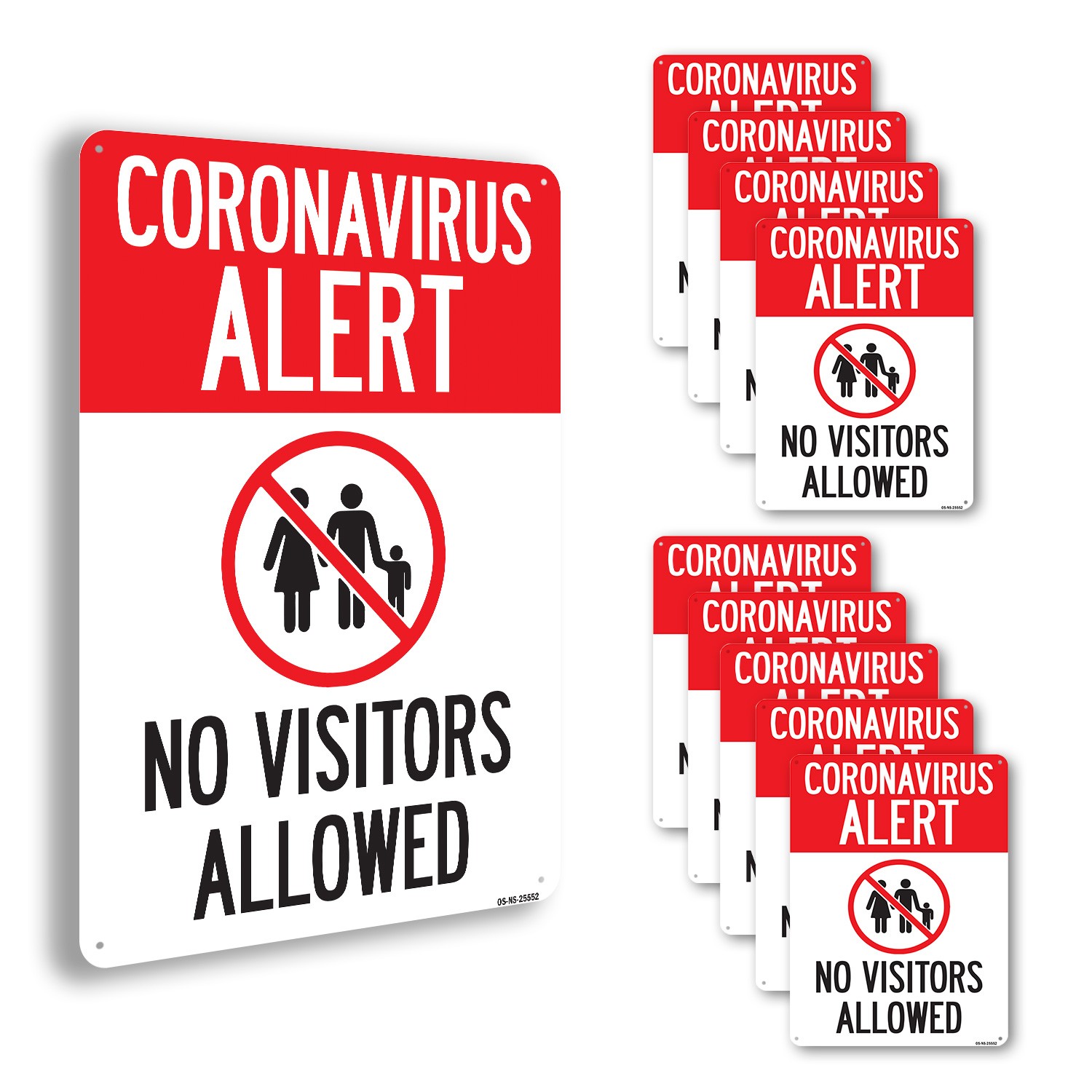 Coronavirus Alert No Visitors Allowed Public Safety Sign Or Decal – 5 or 10 Pack