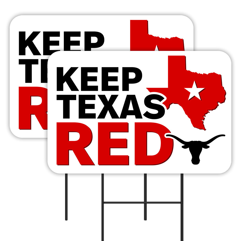 Keep Texas Red – Republican – Trump 2 Pack Double-Sided Yard Signs 16&Prime; x 24&Prime; wit