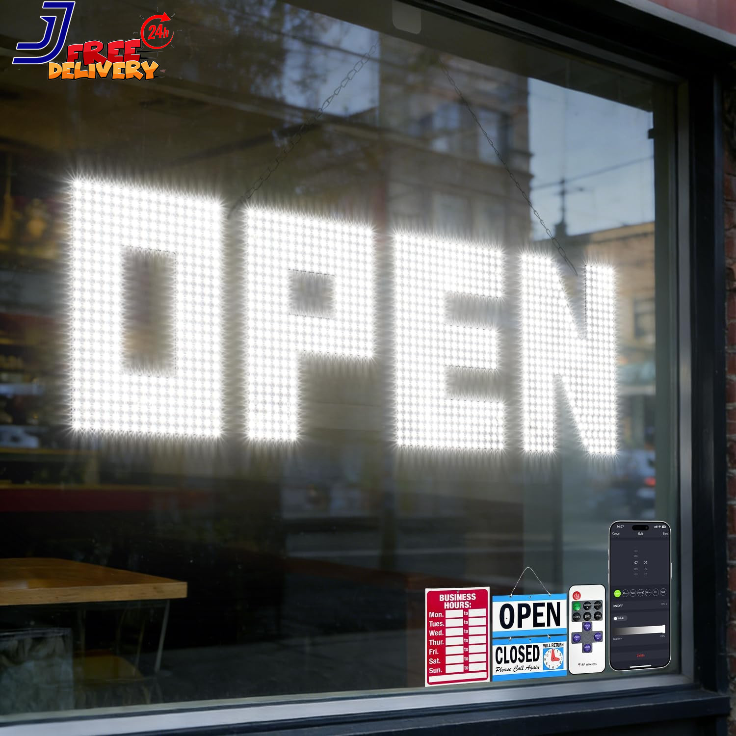 43&Prime;X14&Prime; Large LED Open Sign Super Bright Open Signs for Business Dimmable Cafes