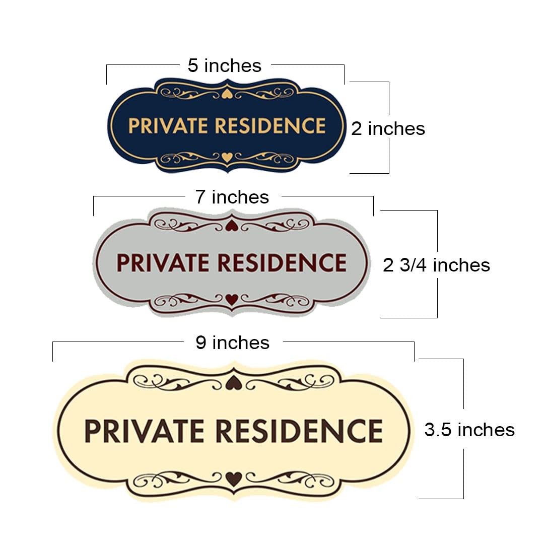 Designer Private Residence Sign Black Silver Large Wall Decor 1 Pack