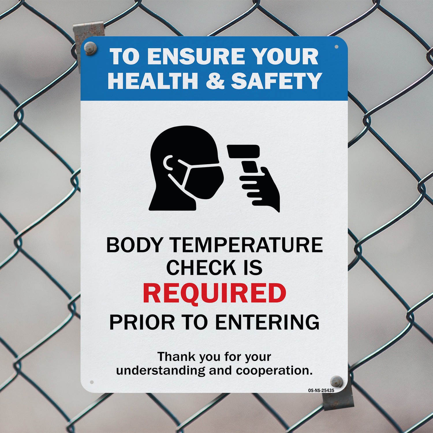 Body Temperature Check Is Required Public Safety Sign Or Decal – 5 or 10 Pack