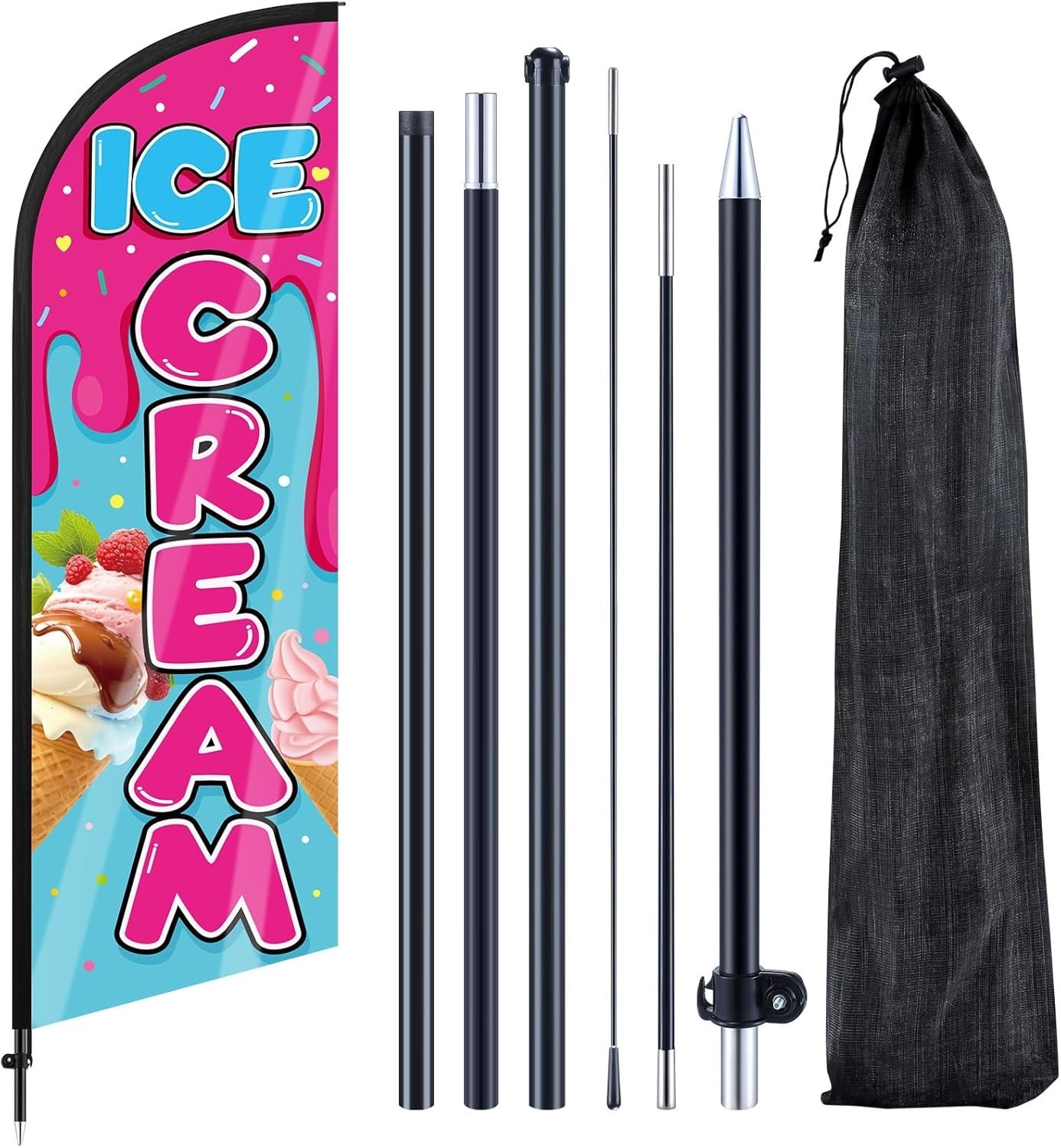 Ice Cream Advertising Feather Flag 7 ft Advertising Swooper Flag Banner Signs…