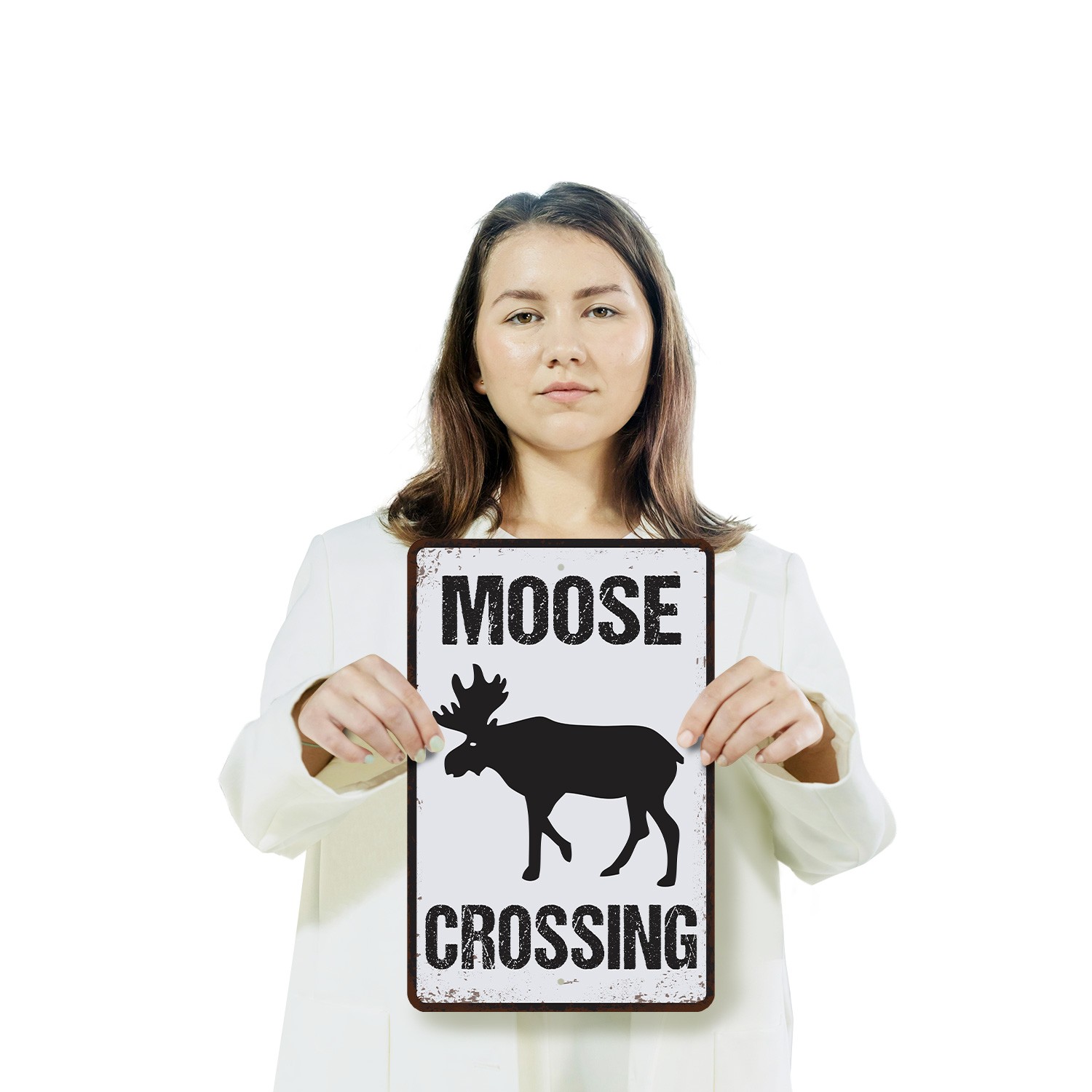 Moose Crossing Distressed Sign Antlers Have Right Of Way Perfect for Cabins