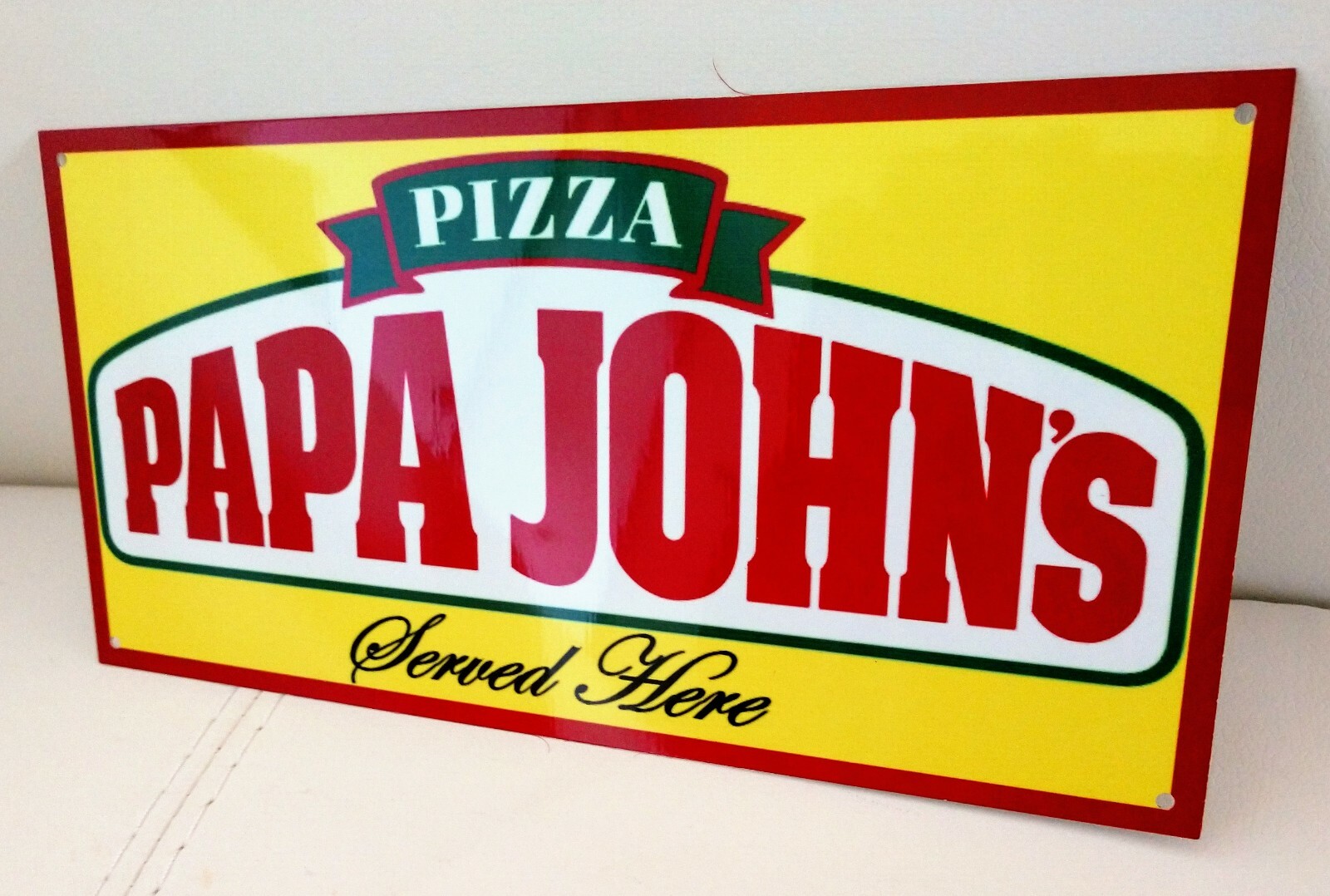 Papa John&rsquo;s Johns Pizza Sign .. restaurant fast food .. FREE shipping on any 8+