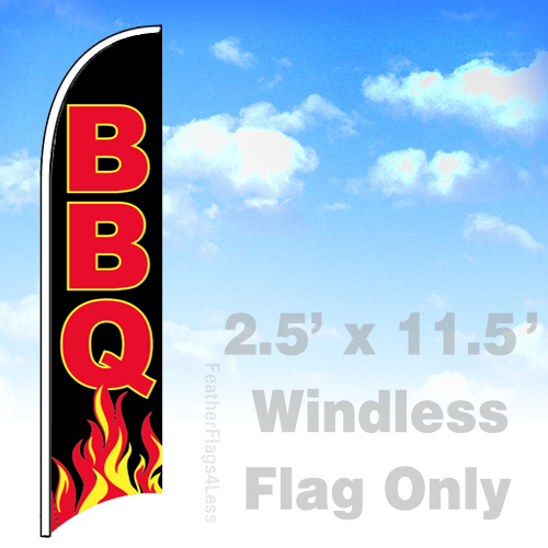 BBQ WINDLESS Swooper Feather Flag Banner Sign 2.5×11.5&prime; – kb