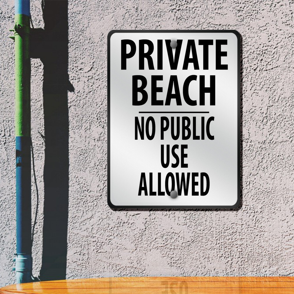 Vertical Metal Sign Private Beach M Restricted Area Weatherproof Street