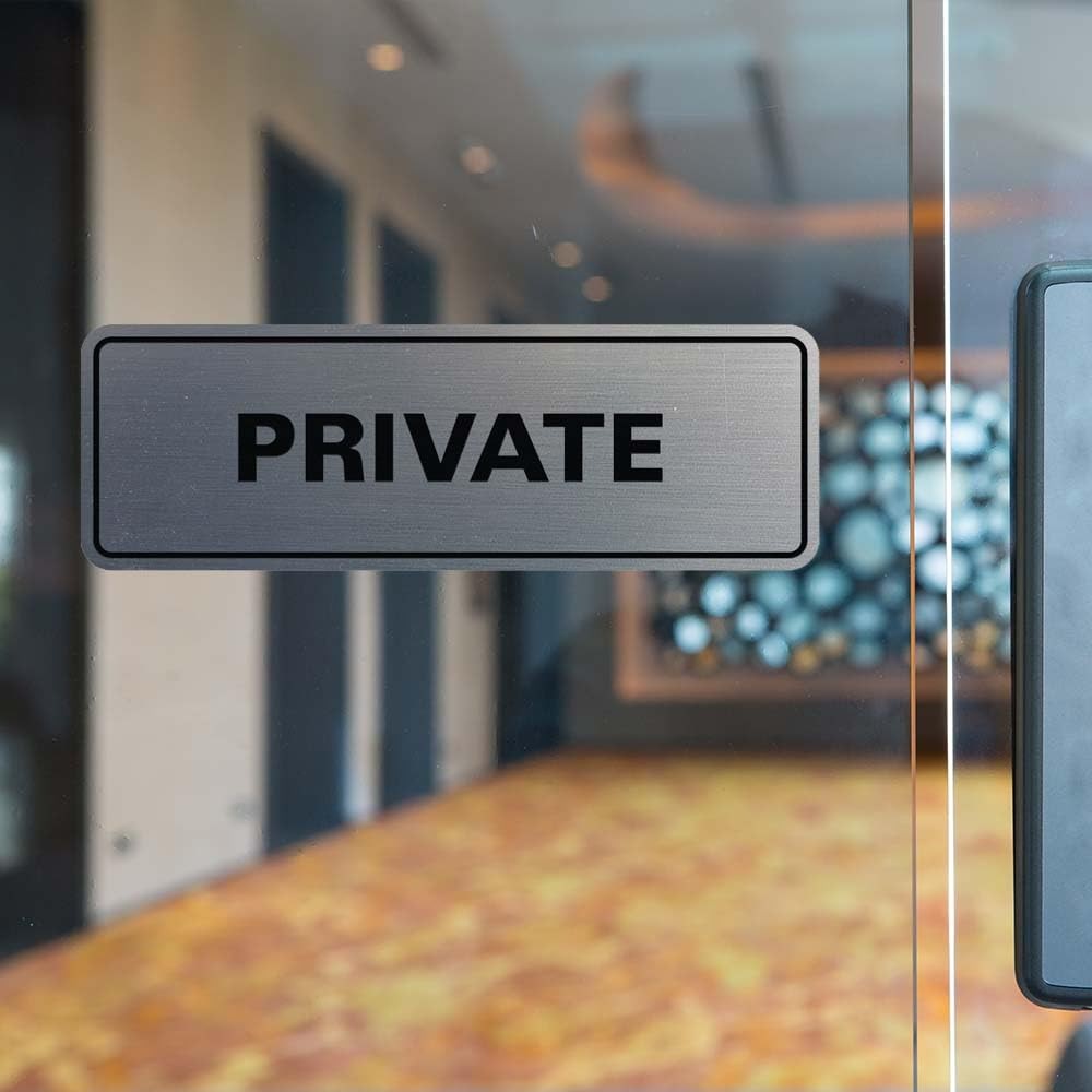 2 Pack Small Lt Gray Private Sign, Standard, Wall, Door, Office, Business