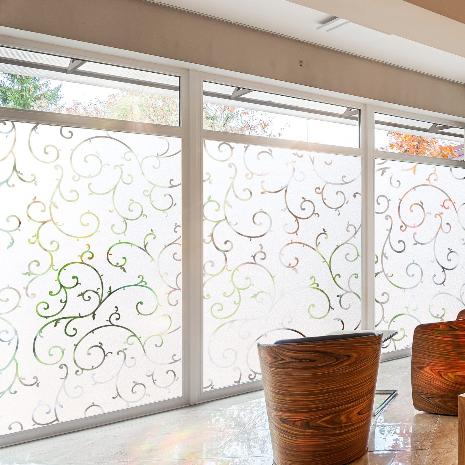 CottonColors Window Privacy Film 35&Prime;X 78&Prime;, Frosted Glass Window Film Decorati…