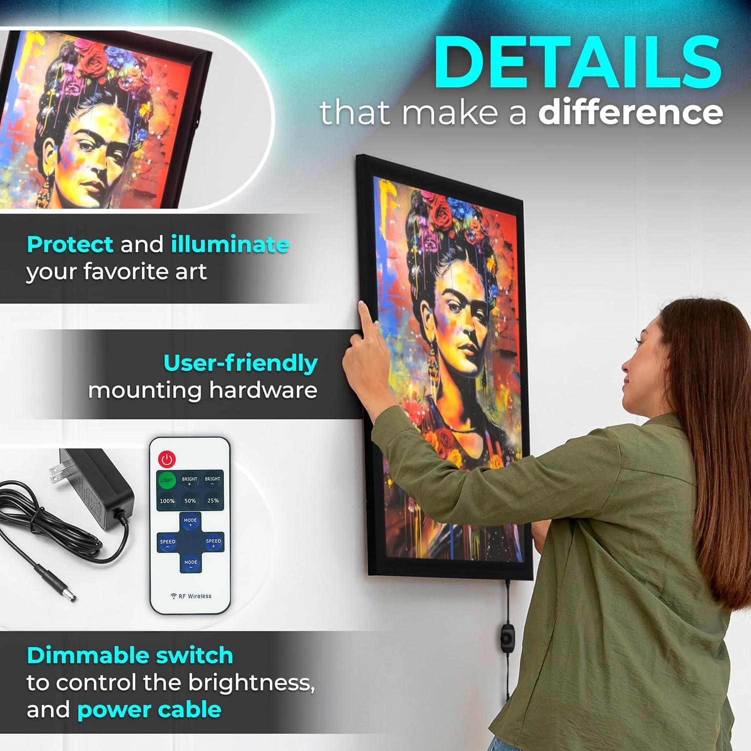 NexaFrame LED Backlit Movie Poster Frame – 24 x 36 Black Cinema Box for Poste…