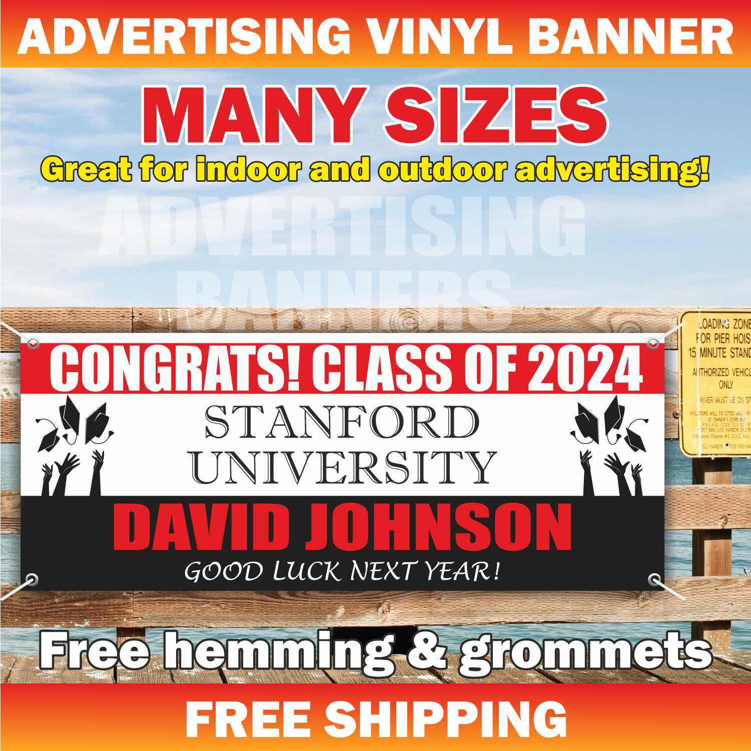 CLASS OF 2024 Advertising Banner Vinyl Mesh Sign School University Graduate