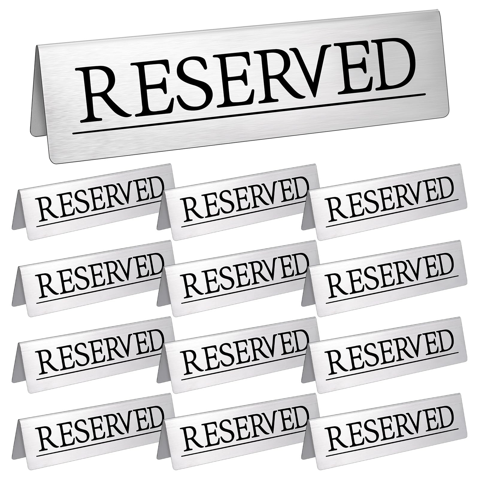 12 PCS Stainless Steel Reserved Table Signs 6×1.5 Inch Wedding Restaurant