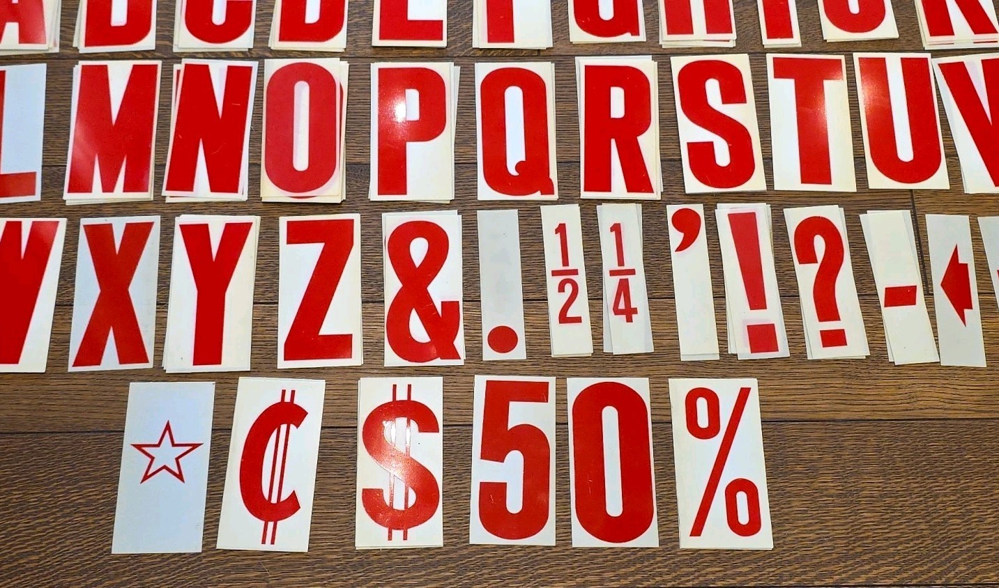 QTY 135 Red Marquee Sign Letters, Numbers, Fraction, Symbols, Advertisment, AD A