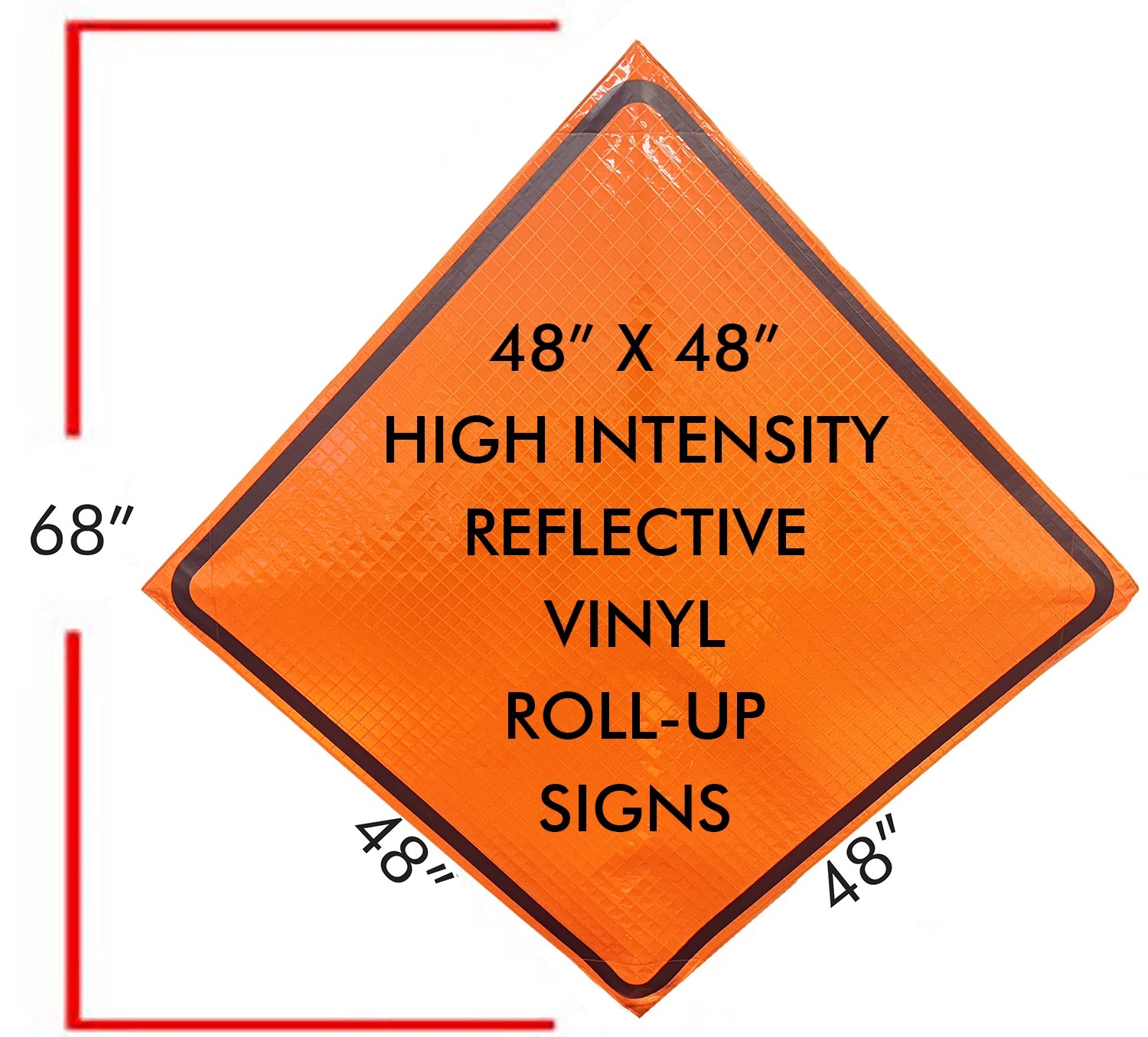 Custom 48&Prime; Orange Reflective Roll-Up Sign Kit Steel Stand MUTCD