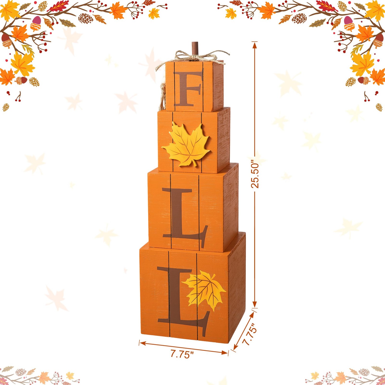 Glitzhome Nestable Stacked Pumpkin Boxes 25.5 Inch Reversible –