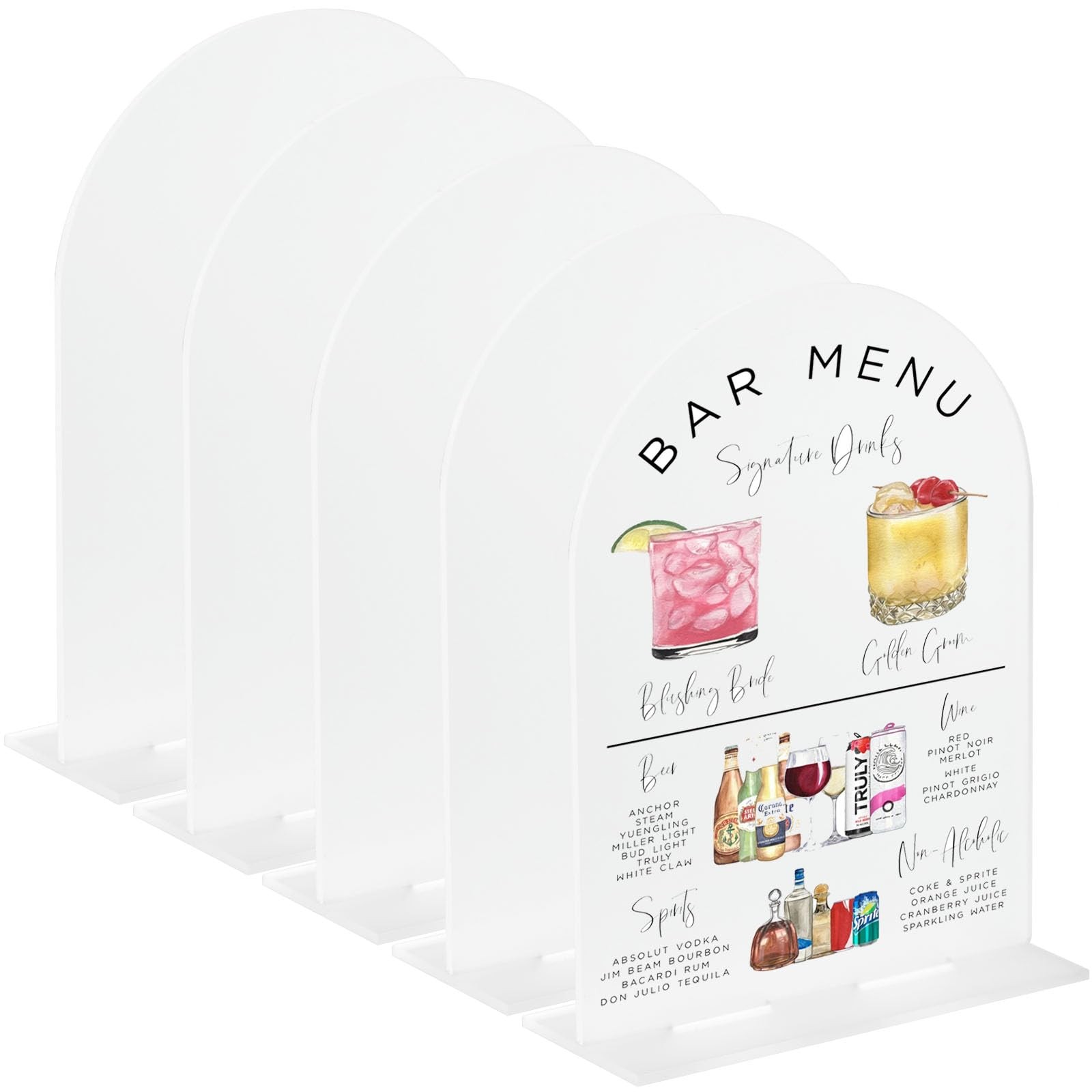 5 PCS 8×10 Inch Frosted Arch Acrylic Sign With Stand Blank Wedding Table Base
