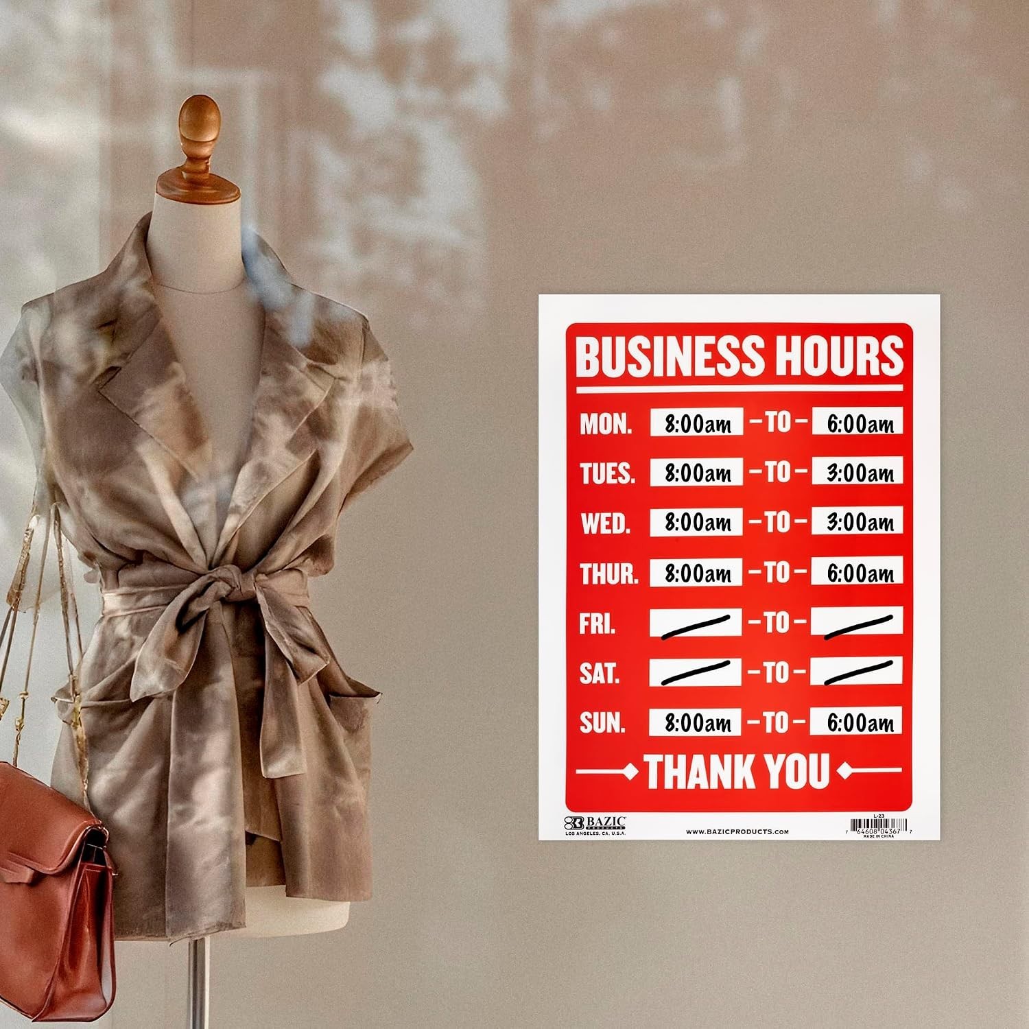 Elegant Weather-Resistant Business Hours Sign 12 x 16 in for Any Establishment