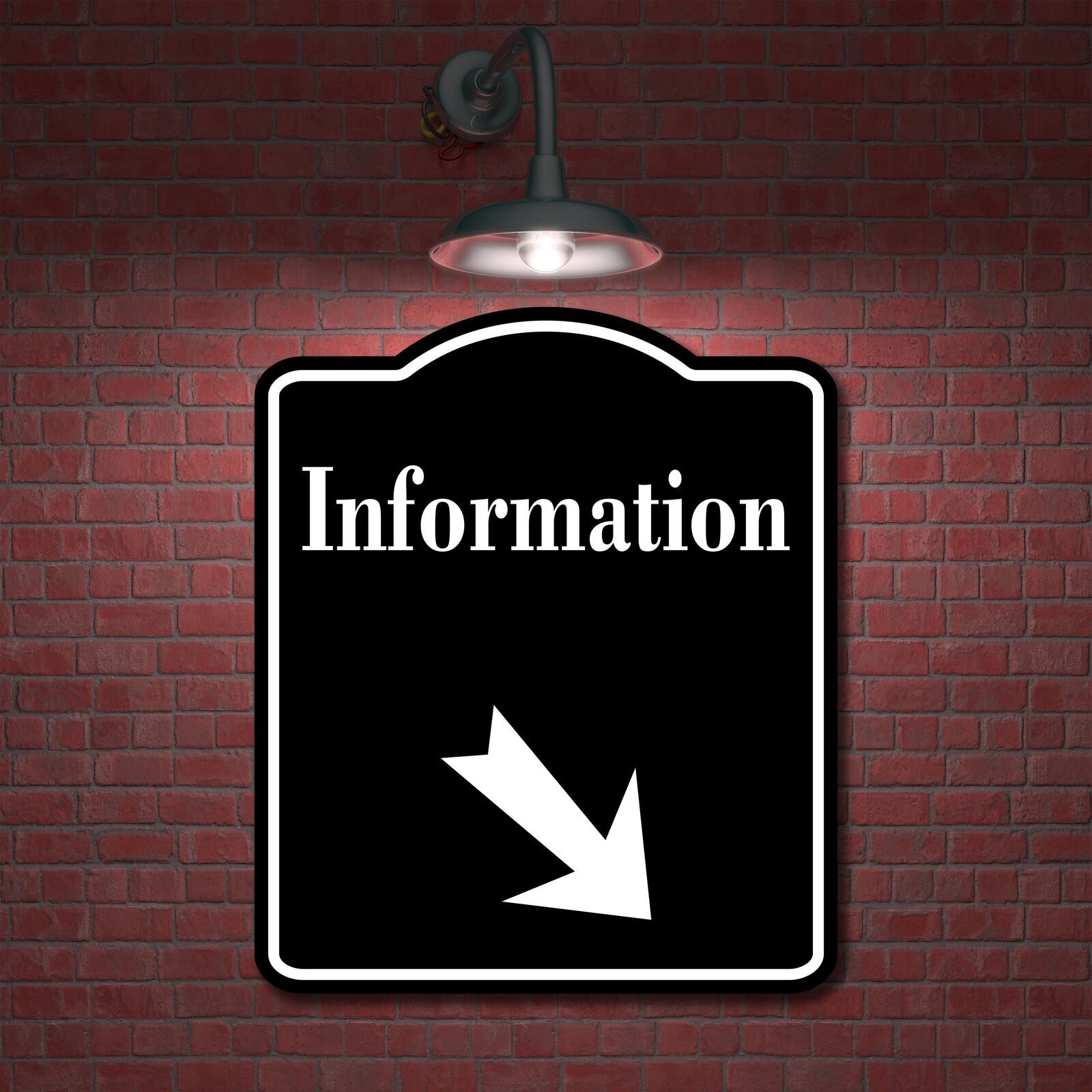 Information 45 Degree Down Right Arrow BLACK Aluminum Composite Sign