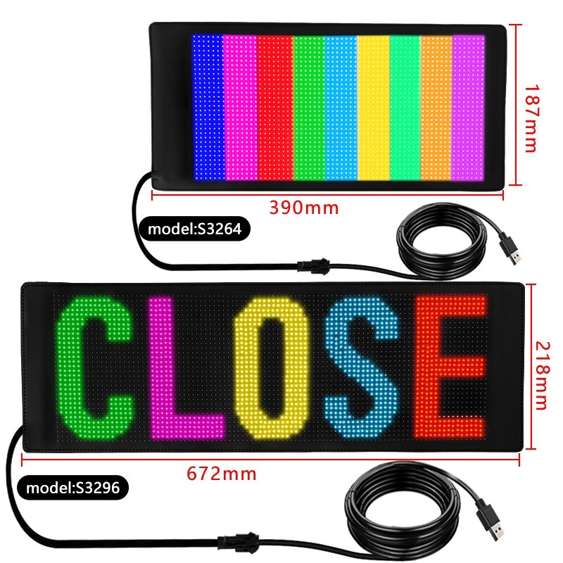 Car RGB LED Sign Scrolling Message Display Board Screen Programmable APP Control
