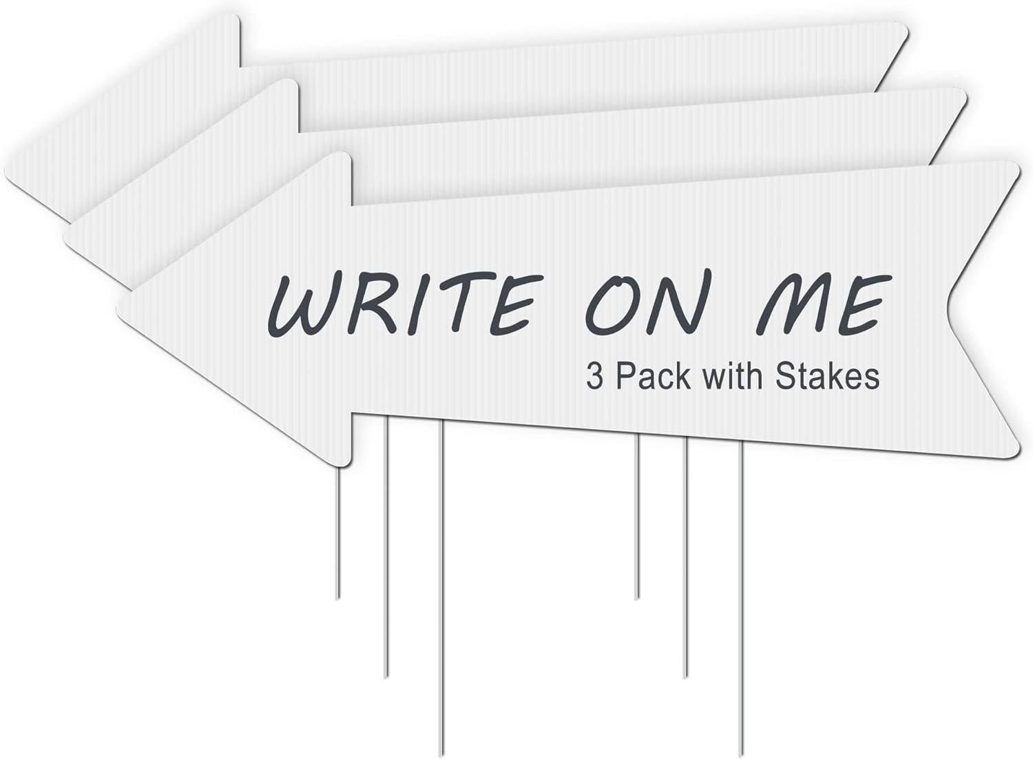Durable 3-Pack Blank Arrow Signs with Stakes for Weddings & Outdoor Events