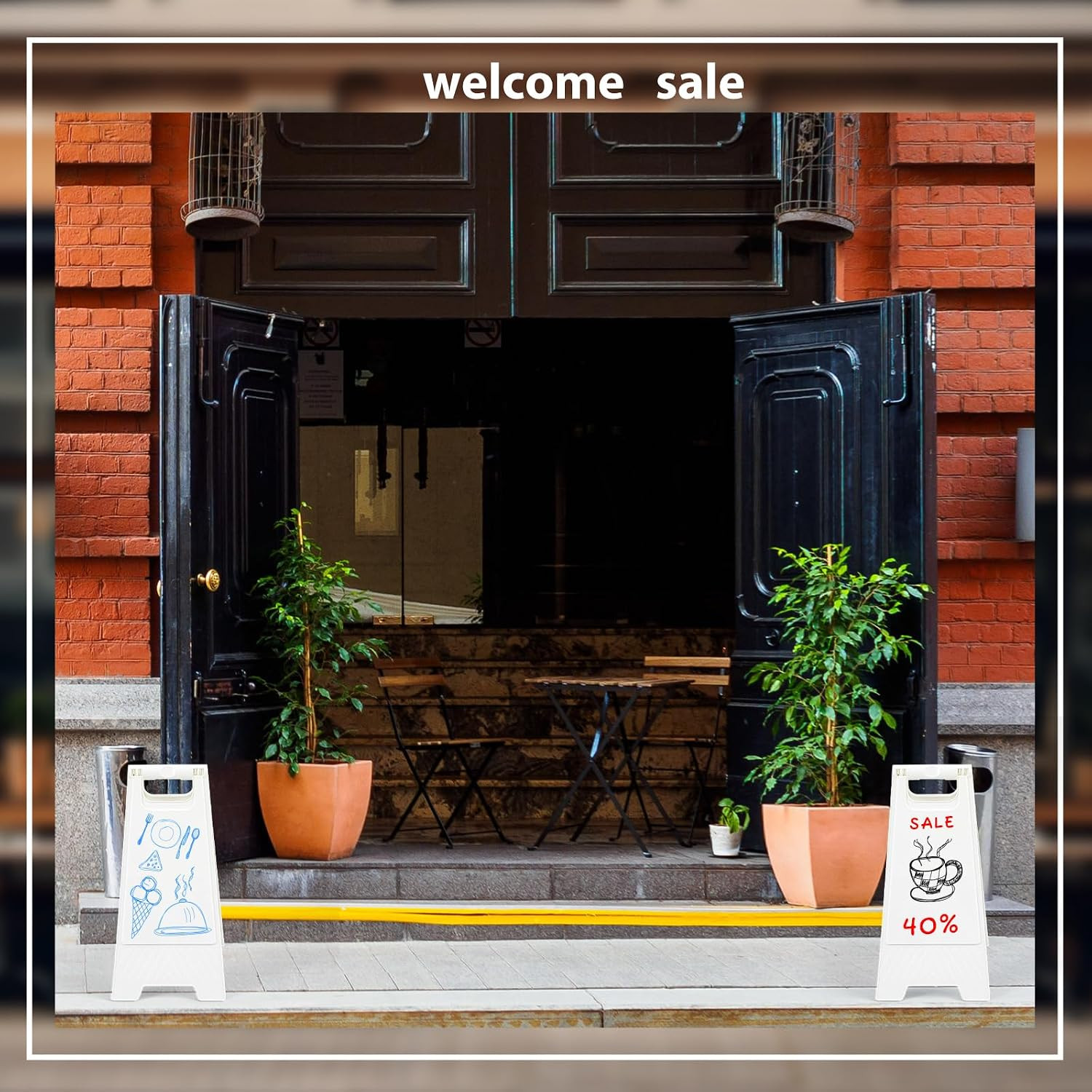 8 Pack a Frame Sandwich Board Sign with Dry Erase Surface, 24 X 12 Inch Double S
