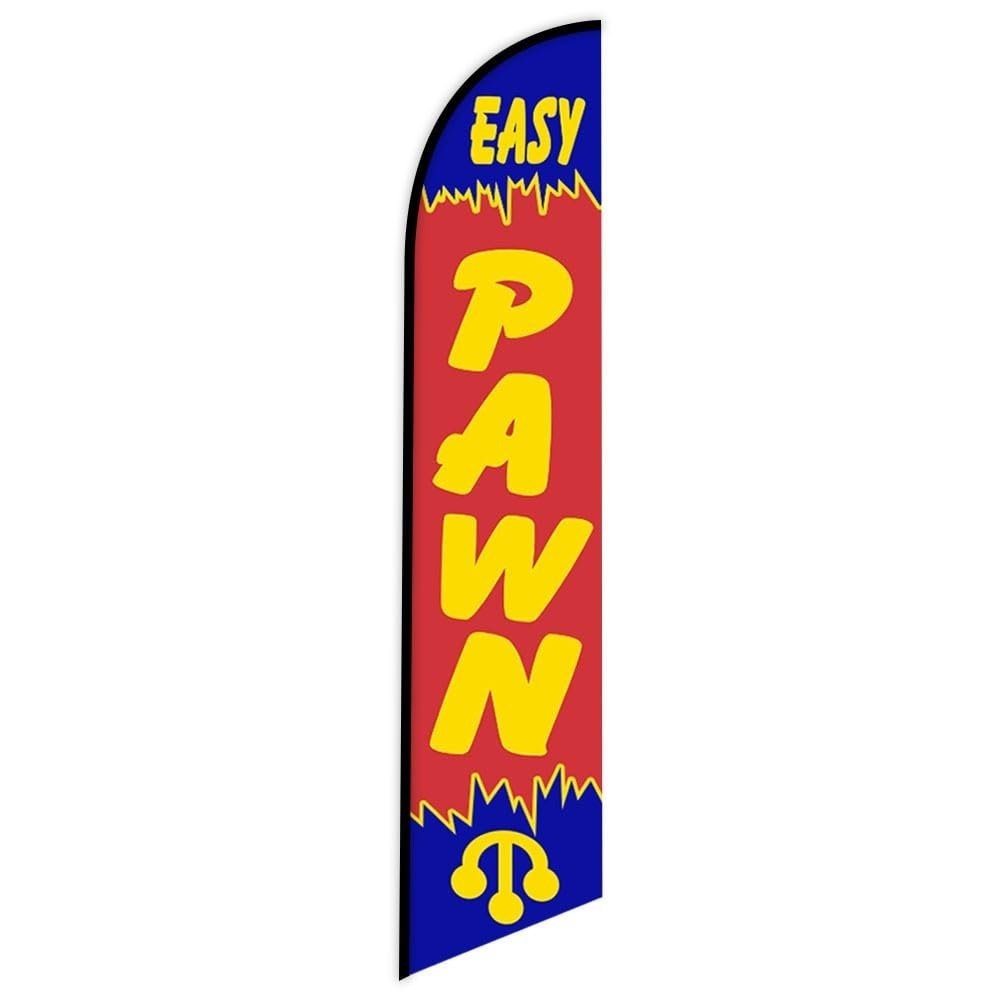 EASY PAWN Swooper Feather Flag with 15&prime; FT Pole Kit & Ground Spike – Outdoor…