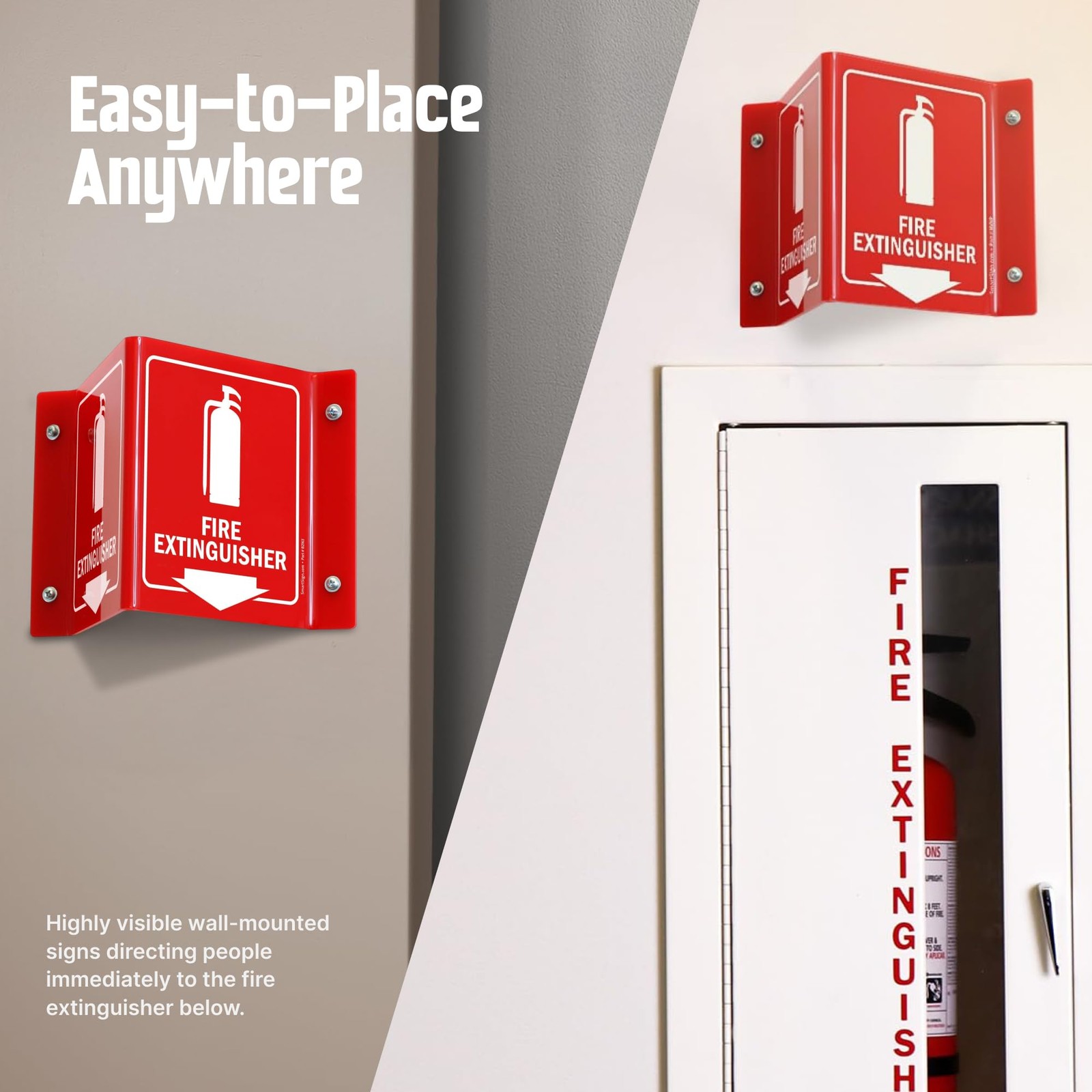 (4-Pack) Fire Extinguisher Projecting Sign with Down Arrow – 5&Prime; x 6&Prime;, -Sided …
